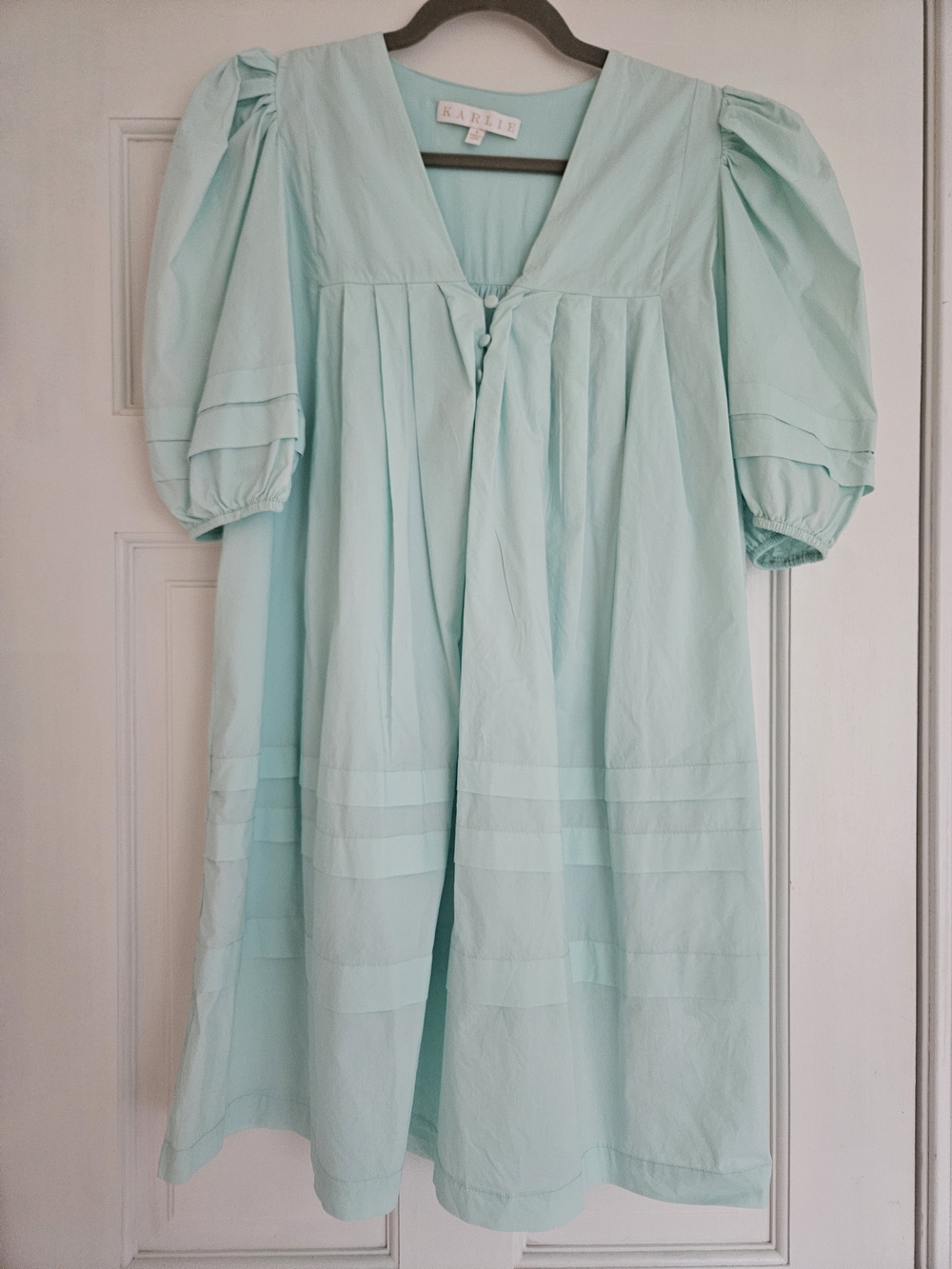 Karlie Light Mint Puff-Sleeve Midi Dress